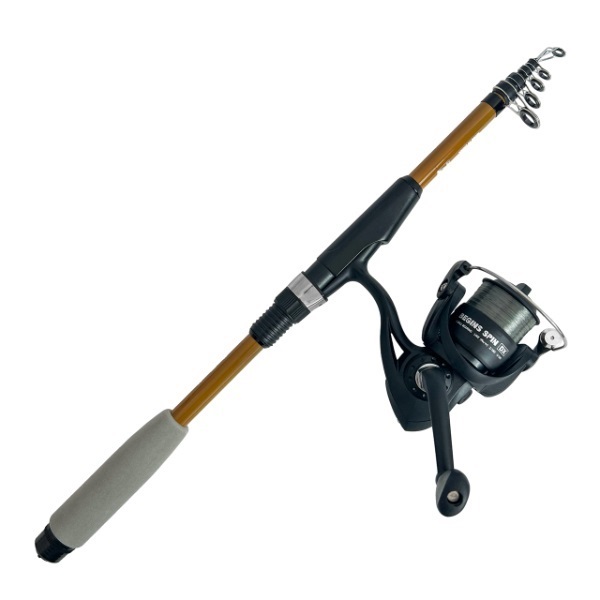 BEGINS PACK 180【振り出しコンパクトロッドとナイロン付きスピニングリールのセット/釣り入門におすすめ/竿とリールのセット】(イエロー)